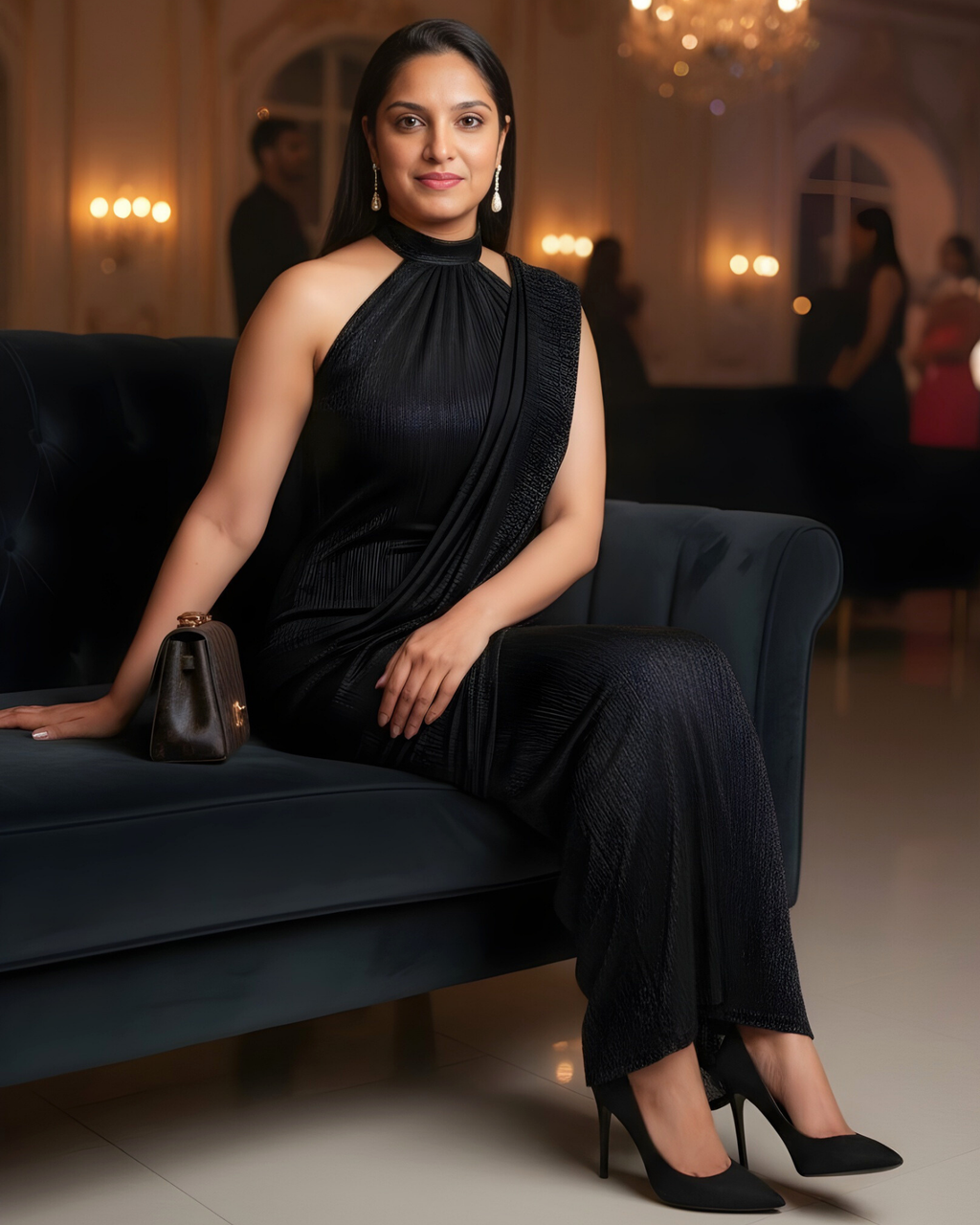 Melifloz Halter Neck Bodycon Saree