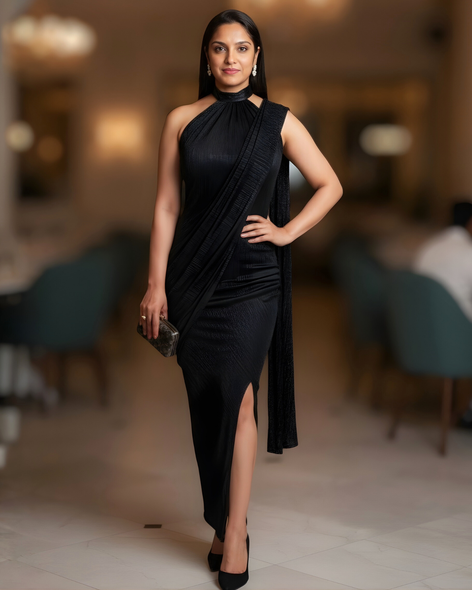 Melifloz Halter Neck Bodycon Saree