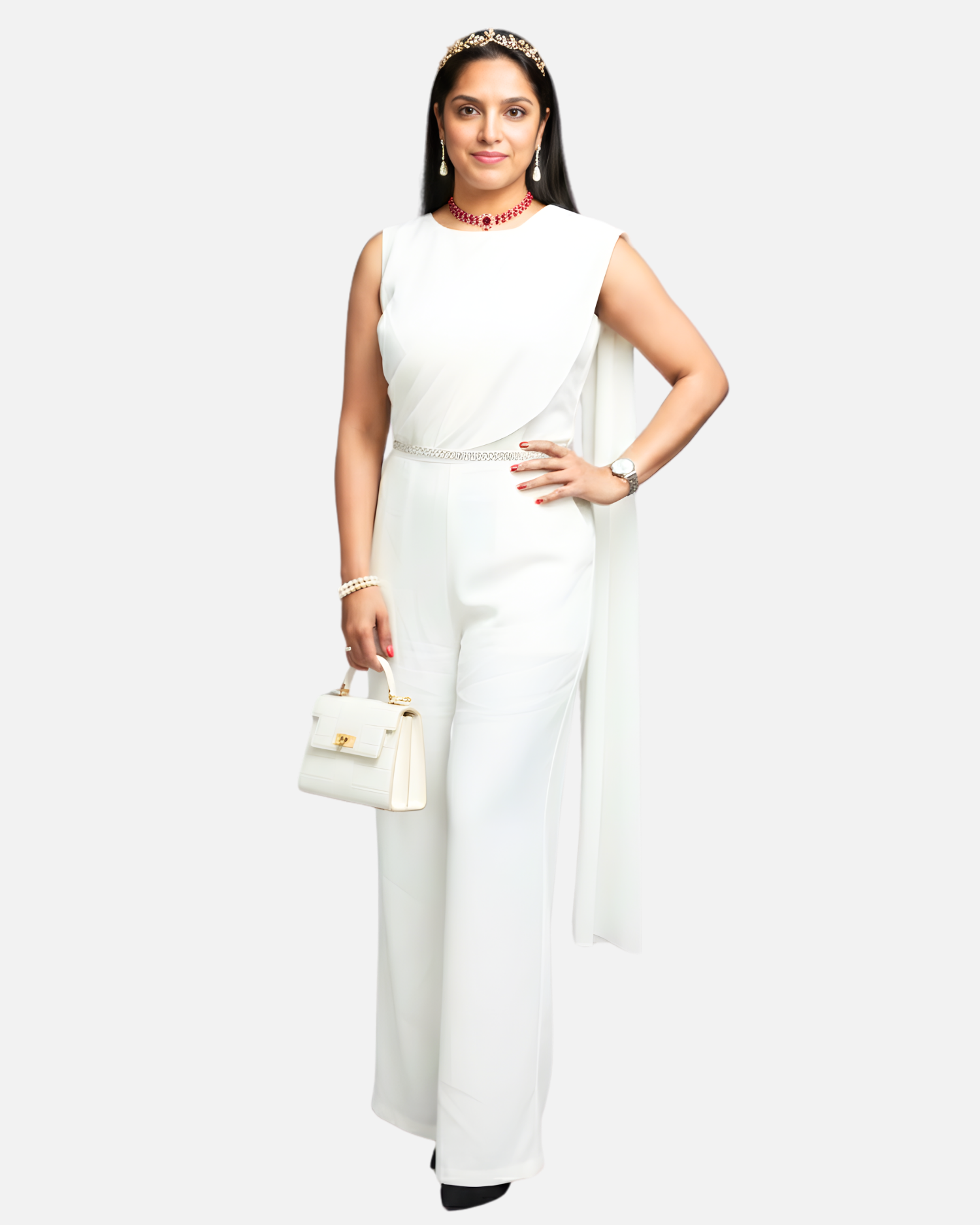 Melifloz Boat Neck Jumpsuit Saree