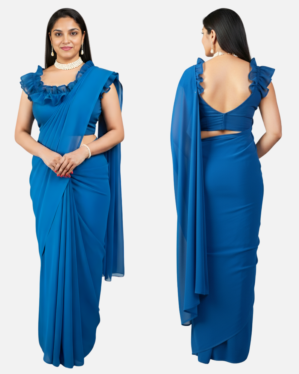 Melifloz Ruffle Neck Saree