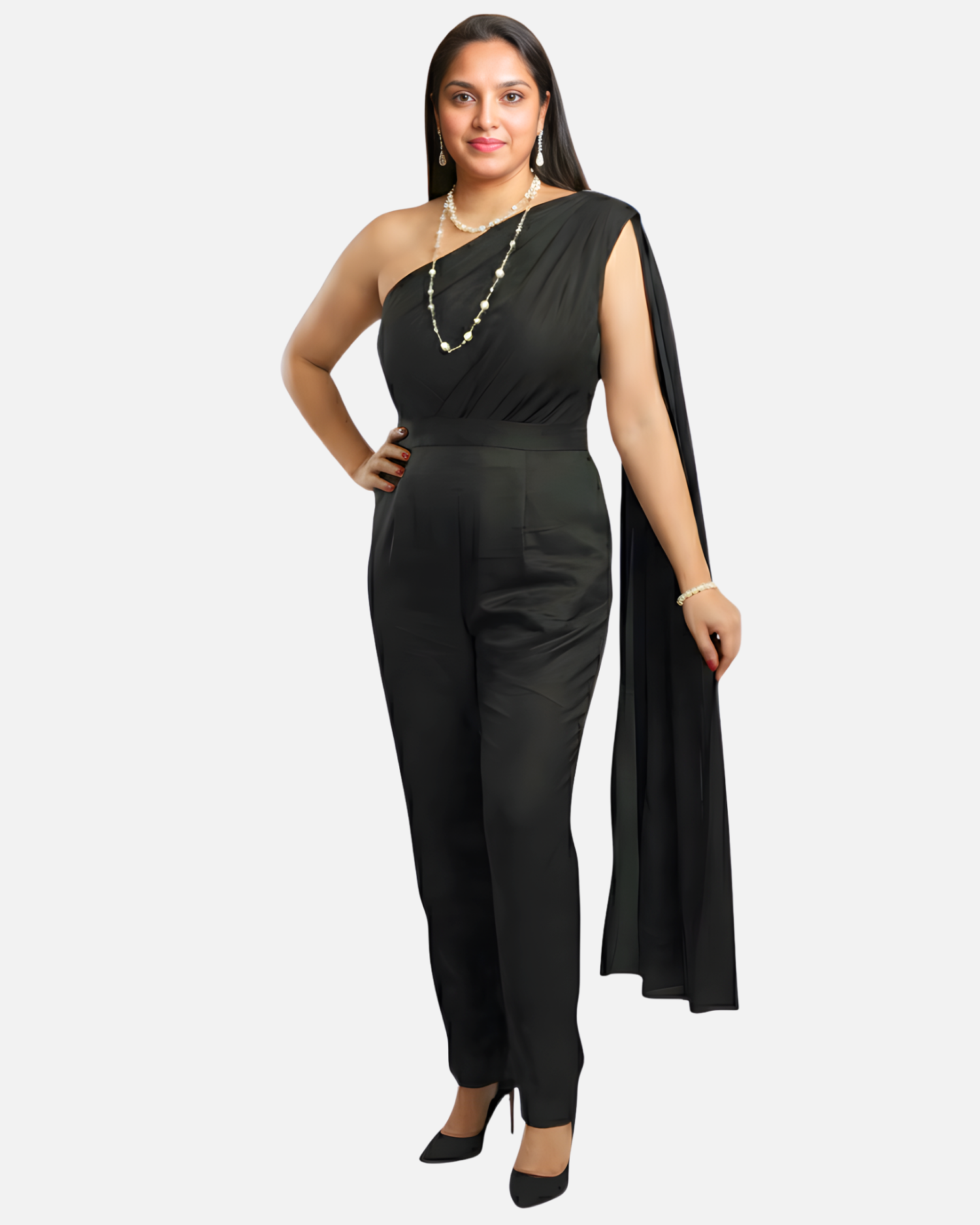 Melifloz One-Shoulder Jumpsuit Saree