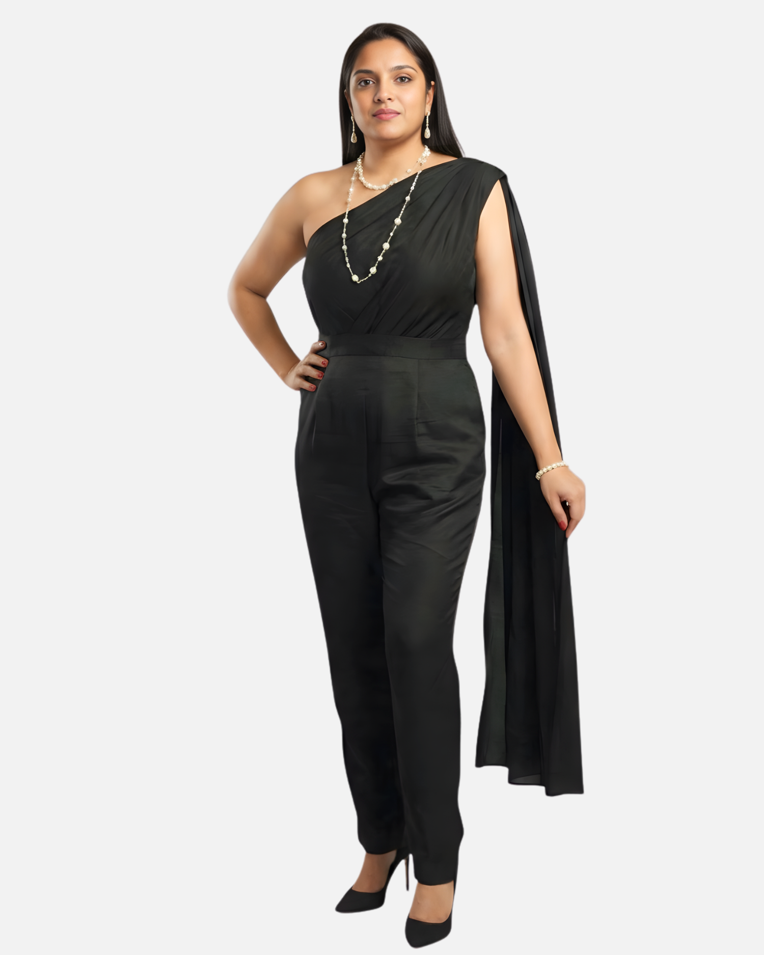 Melifloz One-Shoulder Jumpsuit Saree