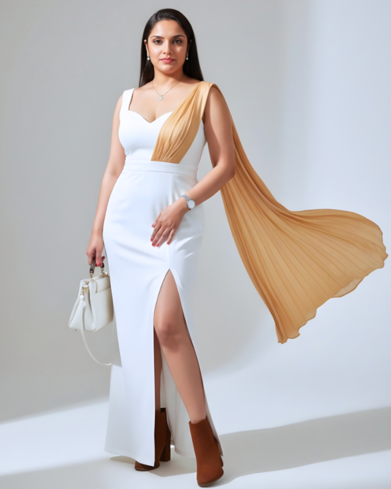 Melifloz Sweetheart Golden Air Drape Gown Saree